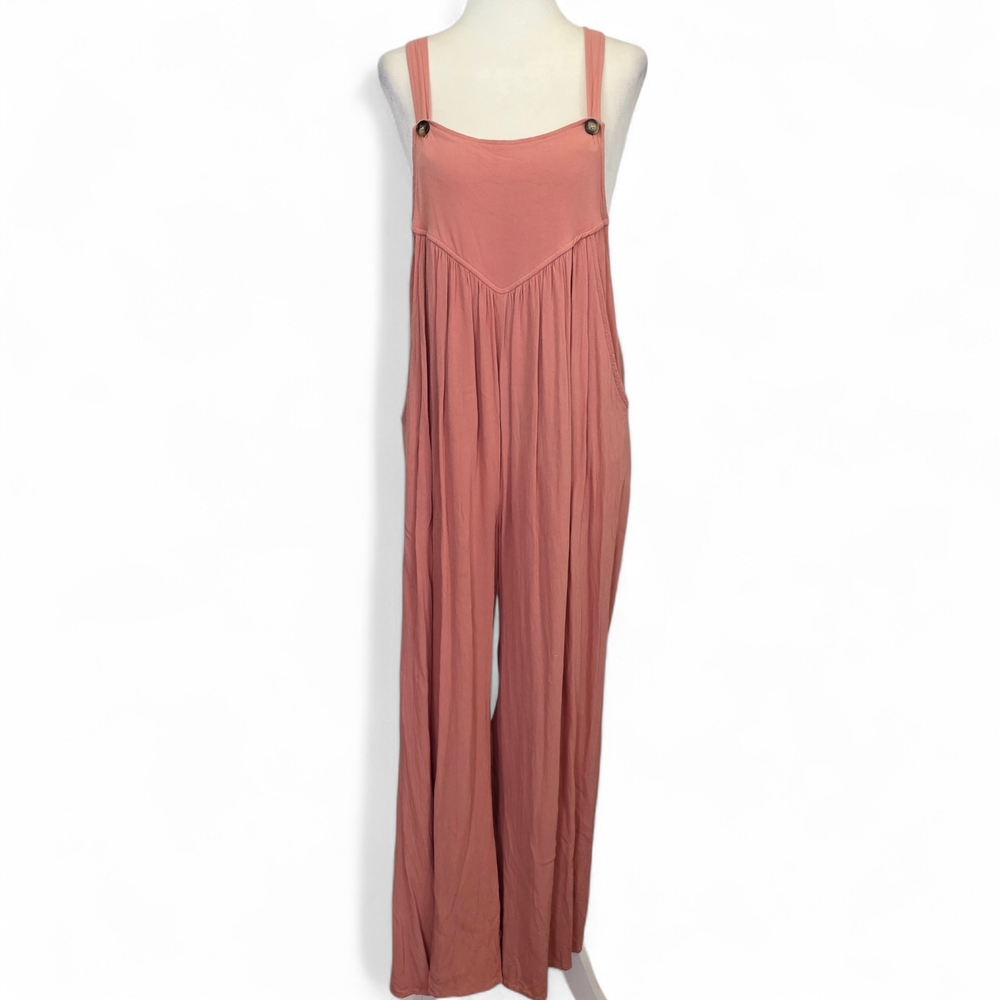 Kori Women's Pink Wide Leg Ankle Cropped Jumpsuit